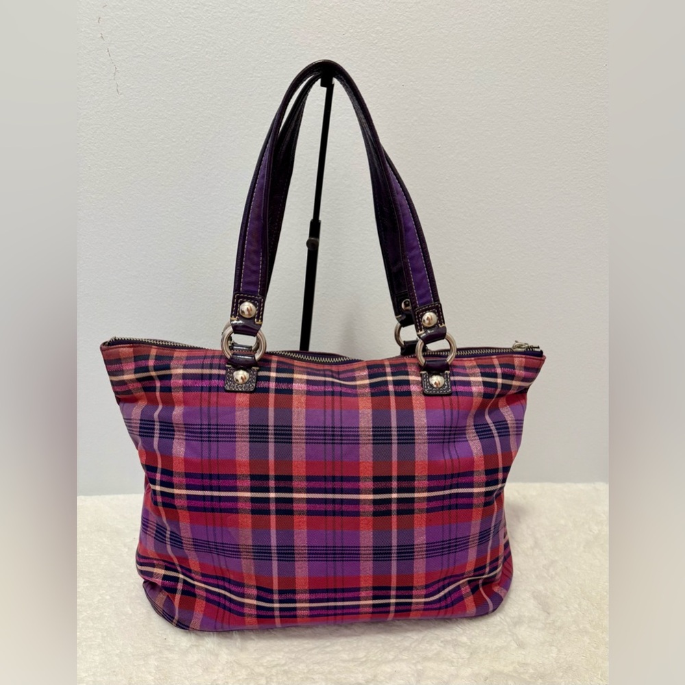 Coach Vintage Poppy Tartan Glam Purple Plaid Handbag/Tote - Picture 8 of 13